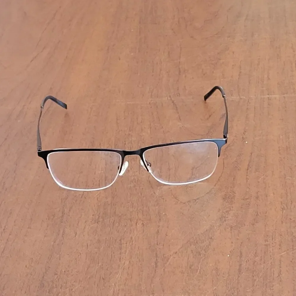 Eco Eyewear Thistle Eyeglasses Frames Black Half rim MBLK Rectangle 56x16x143